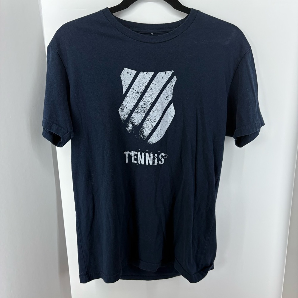 K-Swiss Navy Blue T-Shirt with White Logo, Women's Size Medium, Tennis